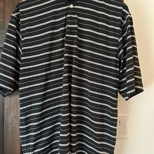 PGA Tour Black and White Striped Polo Shirt